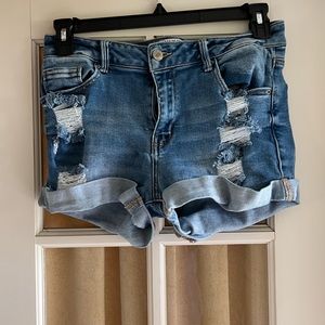 size L, blue jean shorts with holes & great condition